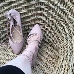 Pink Suede Lace Up Shoe